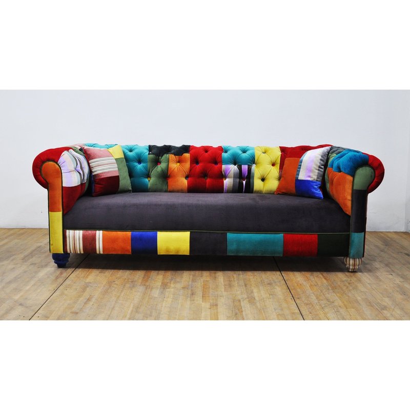 Sofa chesterfield patchwork - color Waterfall