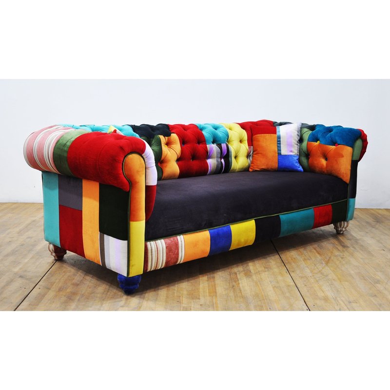 Sofa chesterfield patchwork - color Waterfall