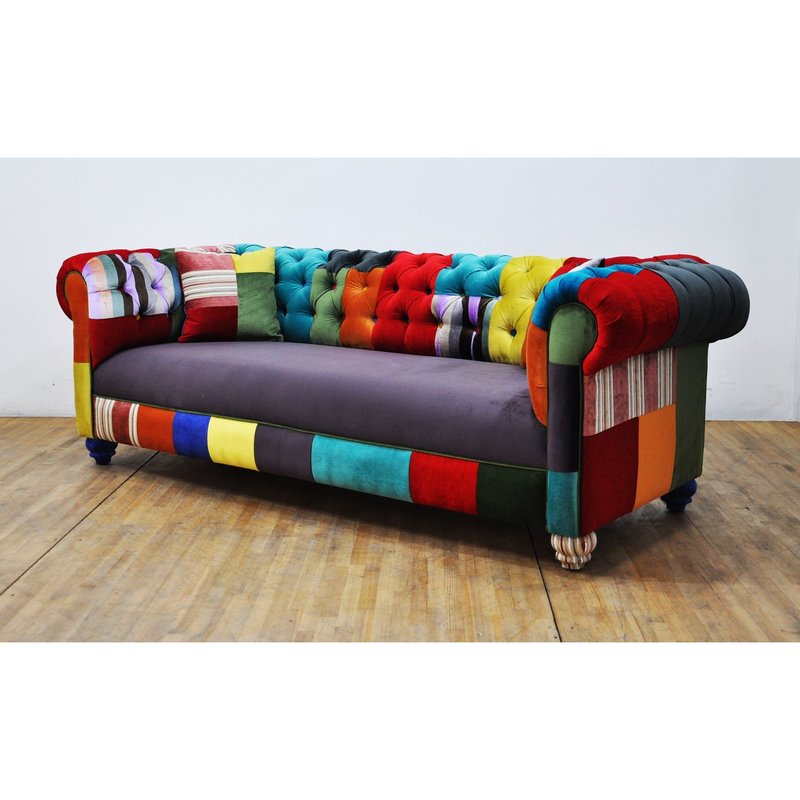 Sofa chesterfield patchwork - color Waterfall