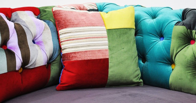 Sofa chesterfield patchwork - color Waterfall